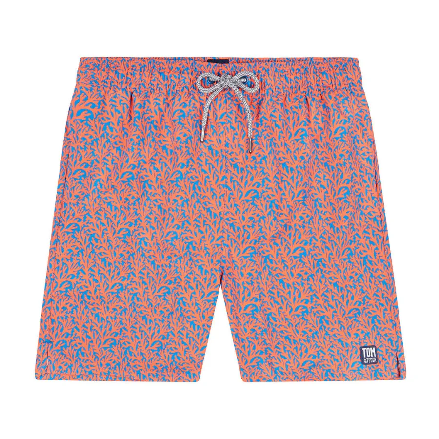 Tom & Teddy Coral Mens Swim Shorts CORBO - Mid Blue/ Orange