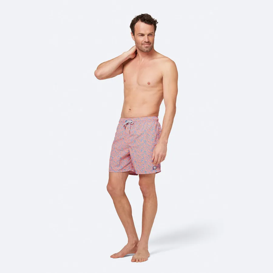 Tom & Teddy Coral Mens Swim Shorts CORBO - Mid Blue/ Orange
