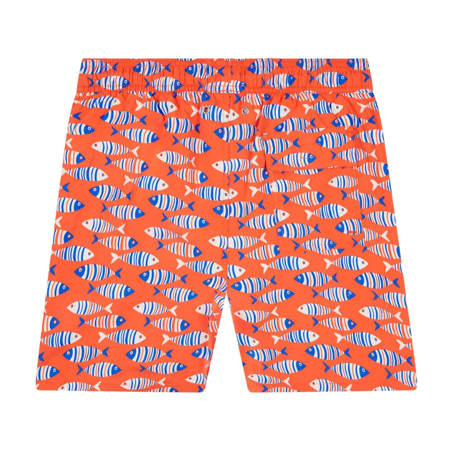 Tom & Teddy Fish Mens Swim Shorts FISHO - Striped Orange