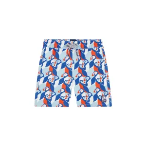 Tom & Teddy Puffin Boys Swim Shorts PUFBR-J - Blue/ Red
