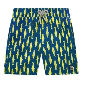 Tom & Teddy Sardines Mens Swim Shorts SARNY - Navy/ Yellow