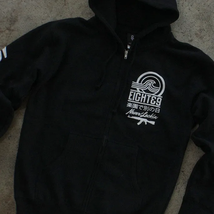 Tsunami Zip Up Hoodie Black
