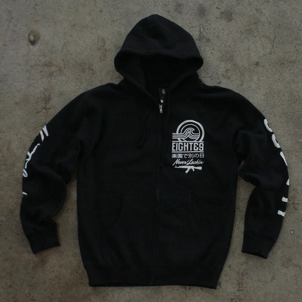 Tsunami Zip Up Hoodie Black