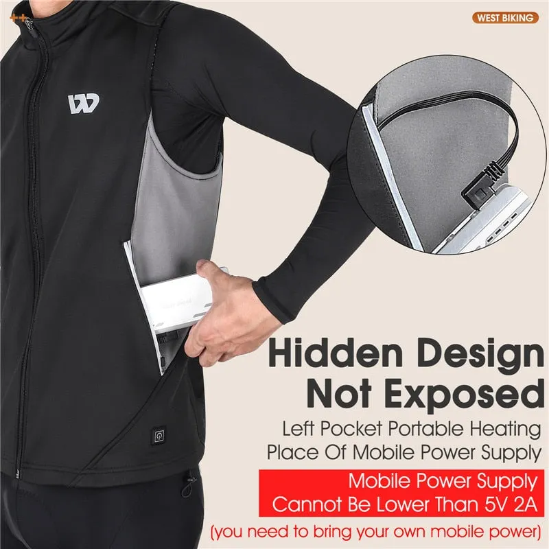 Winter Heated Vest Men Women Sportswear USB Heated Jacket Motorcycle Cycling Thermal Hunting Camping Clothing M-2XL